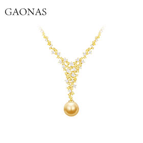 GAONAS  璀璨华丽金色珠贵气Y字项链11861XGO