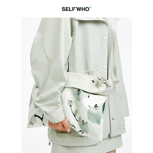 SELFWHO棉混纺满印兰花图案单肩包女2026春季新款通大容量手提包 商品图2