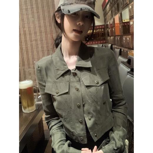 现货  复古胶片 做旧甜酷感 短款夹克外套 商品图1