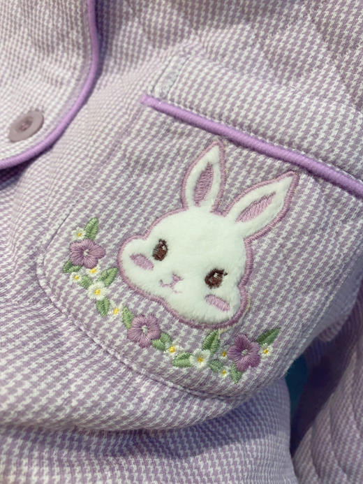 松植屋《萌小兔》女款空气棉加厚套装冬季空气层夹棉睡衣家居服 商品图3