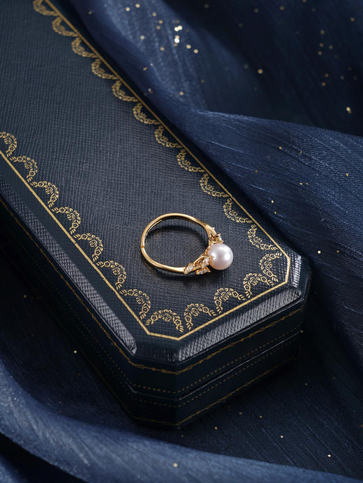 子佩集【璀璨随行】银S925珍珠惜王妃戒指【R1845】7mm珠镀金三叶草2601 商品图4