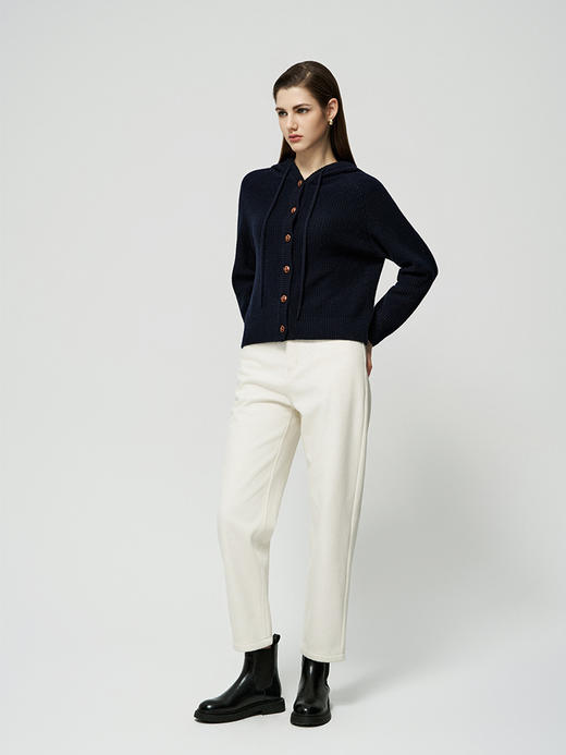 【粗棒针连帽开衫】羊绒世家秋冬新品女士100%山羊绒针织开衫外套 商品图2