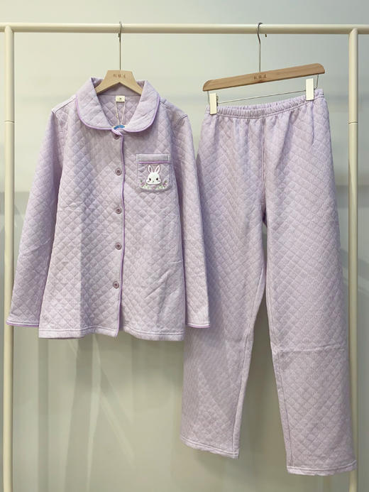 松植屋《萌小兔》女款空气棉加厚套装冬季空气层夹棉睡衣家居服 商品图1