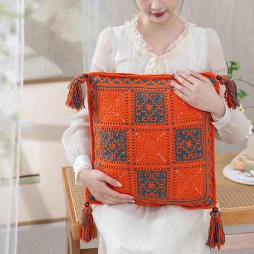 苏苏姐家方栀意抱枕套手工DIY钩针4股棉毛线团自制材料包 商品图2