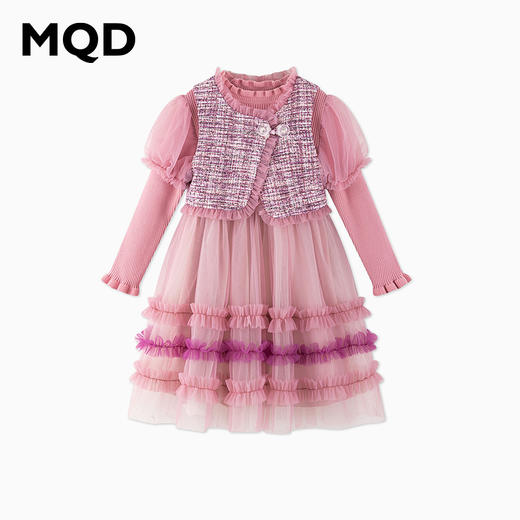 【秒2】【MQD】女童国风优雅小香风网纱长袖连衣裙 商品图6