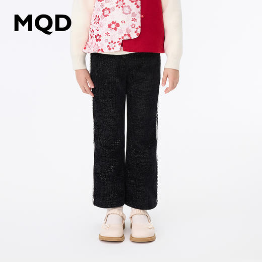 【秒3】【MQD】女童冬季保暖舒适撞色花边时尚休闲长裤 商品图0