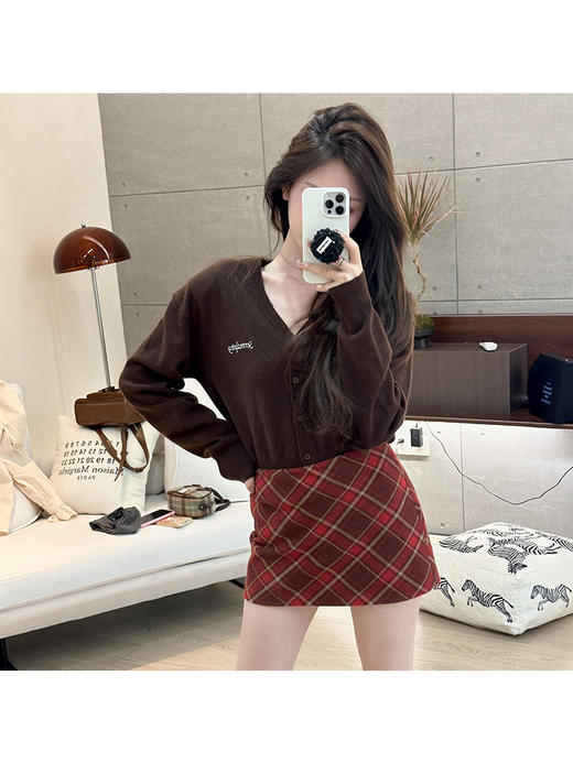 现货 朗姆红格 节日氛围感 复古格子裙 商品图1