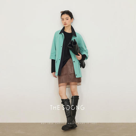 THESOONG新品"异色新章"纯棉立裁双线撞色翻领衬衣外套8527 商品图4