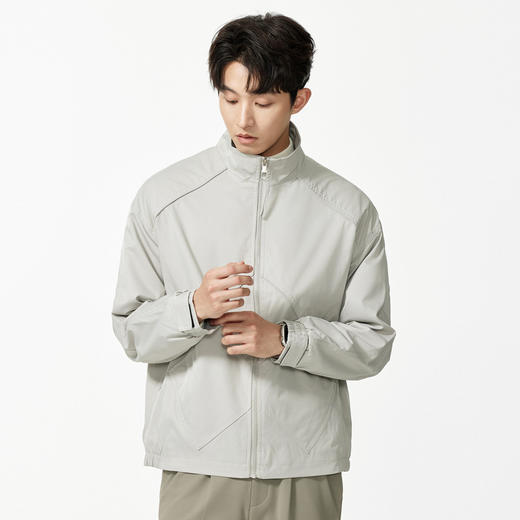 GXG男装秋季时尚拼接微落肩立领简约休闲短款设计感男式夹克K&C 商品图5