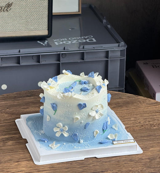 蓝色裱花蛋糕B款 加高 商品图1