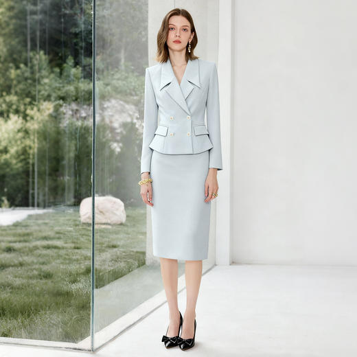 IWY/蓝色小香风西装套裙女高级感气质职业装通勤风显瘦正装WCS102 商品图1