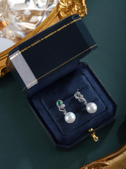 子佩集【灼华知遇】银S925珍珠惜王妃耳钉【E4407】10.5mm珠双色玫瑰花朵花株2601 商品图6