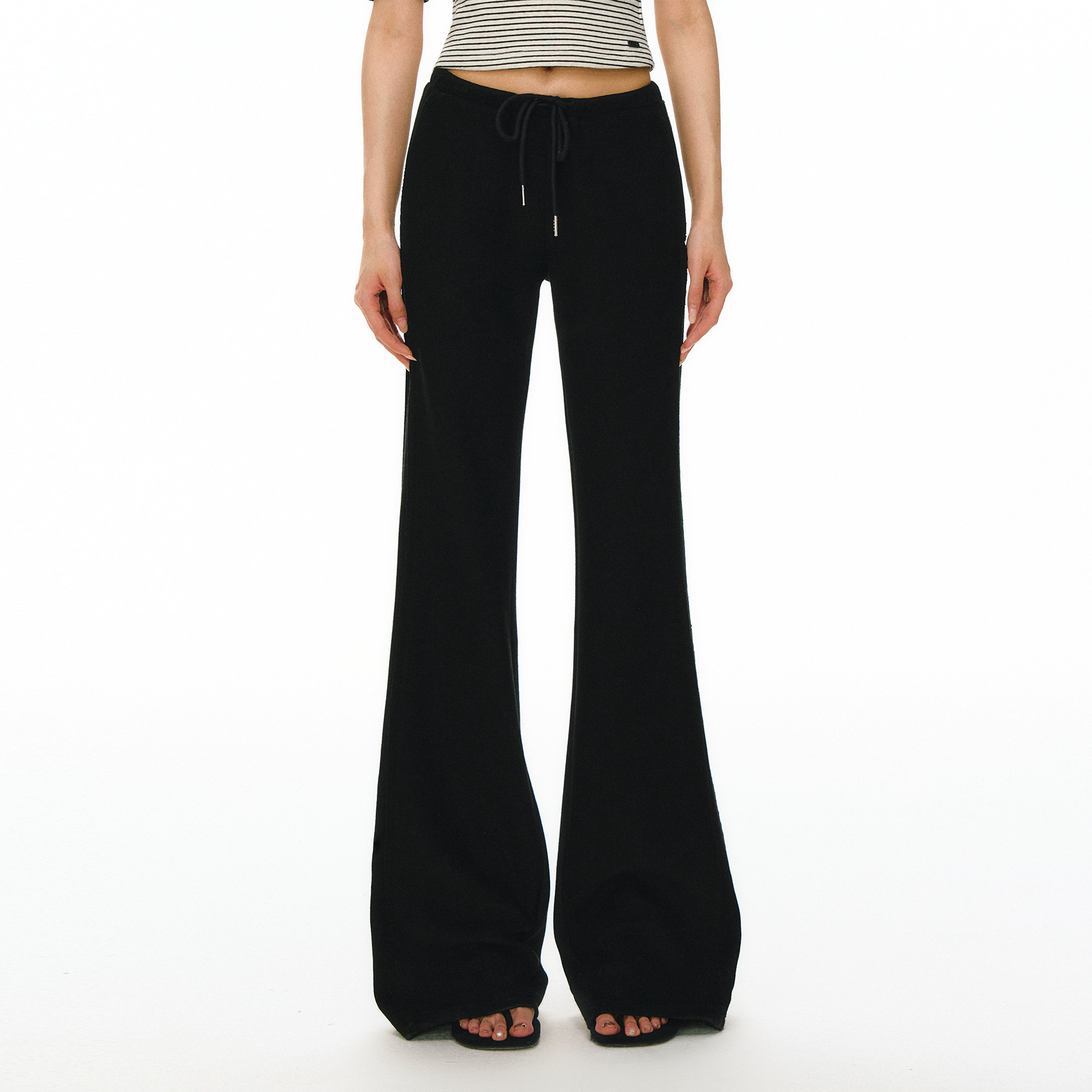 Ariseism 美式复古黑色抽绳休闲裤女春季新款长裤子