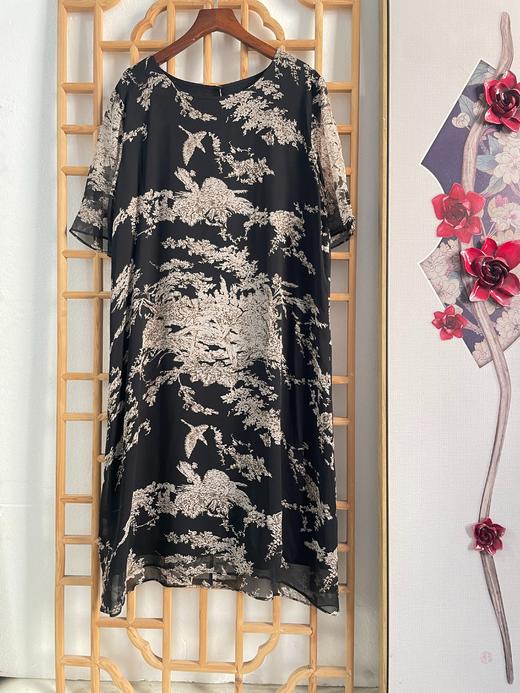 「断码清仓」新中式水墨花纹国风连衣裙 XL码  ZFYY309 商品图0