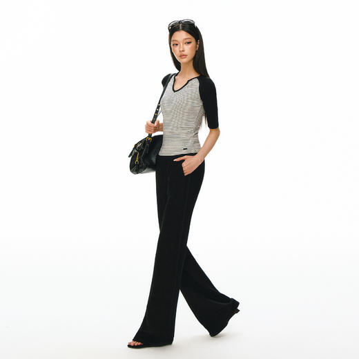 Ariseism 美式复古黑色抽绳休闲裤女春季新款长裤子 商品图2