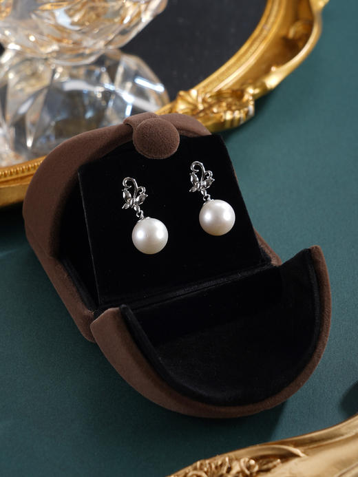 子佩集【蝴蝶知遇】银S925珍珠惜王妃耳钉【E4030】11mm珠双色蝴蝶2601 商品图11