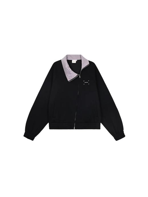 马得工地/MDGDWT141419/拼格子斜襟卫衣外套 商品图3