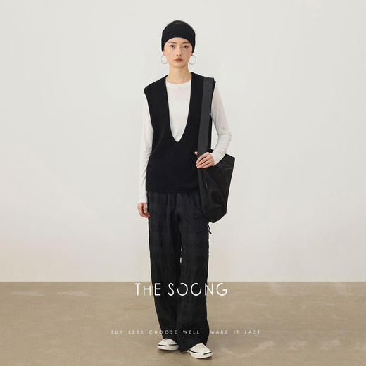 THESOONG|新款高密细腻羊绒羊毛立裁V领无袖马甲HWMJ8583 商品图1