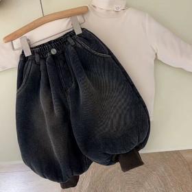 【优质面料❗️保暖舒适】男女童冬装牛仔裤宝宝洋气儿童个性潮牌韩版加厚一体绒束脚灯笼裤。jc