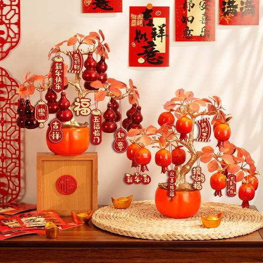 【福气满满新年大吉❗️精选材质更有质感】2026新年马年装饰品玄关福桶柿子柿柿如意卧室元旦布置发财果摆件。jc 商品图0