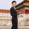 西子/墨梅凝香丝绒梅竹鹊压花气质显瘦拼水貂改良旗袍/QPTJ0933 商品缩略图4