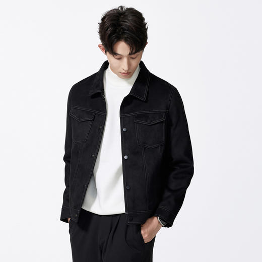 GXG男装秋季经典工装通勤仿麂皮绒面料翻领休闲男式短款夹克K&C 商品图1