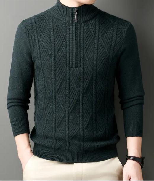 清库仅399！【百分百山羊绒提花毛衣】男士超厚提花半高领保暖毛衣 商品图10