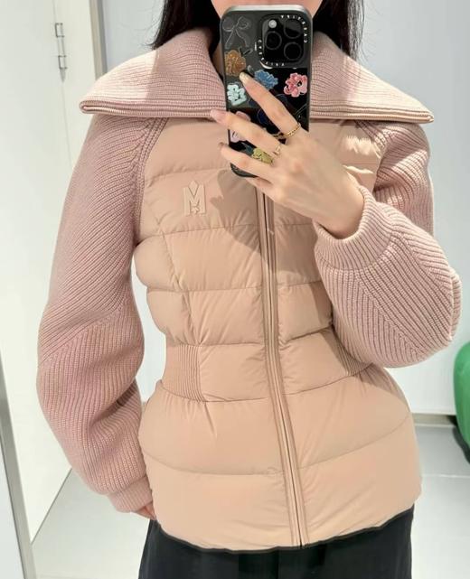 女款羊毛针织拼接收腰羽绒服fe 商品图2