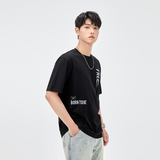 GXG男装【100%棉】夏季时尚简约字母印花男士圆领短袖T恤K&C 商品图1