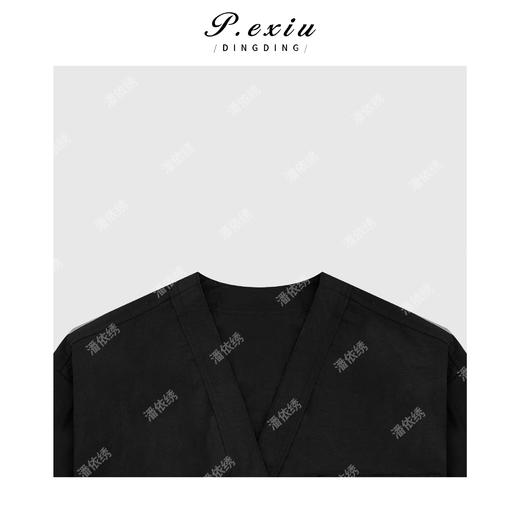 04-2潘依绣丁丁宠粉设计款下摆松紧V领衬衫外套Q13288 商品图2