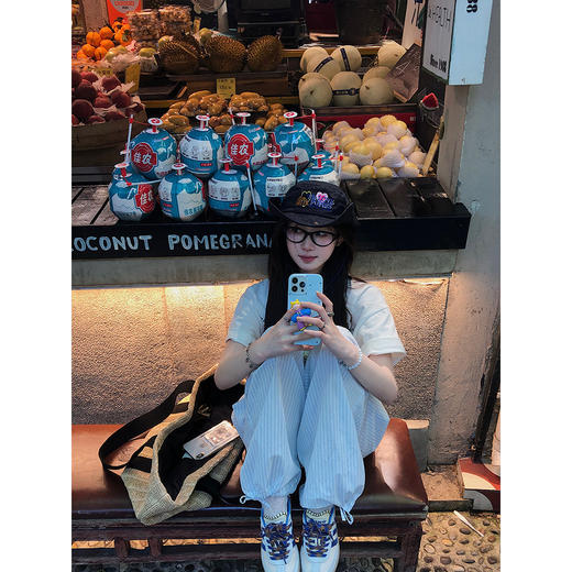 现货 海盐汽水 夏日清新舒适感 条纹束脚裤100棉 商品图1