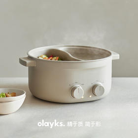 olayks立时不锈钢6升大容量电火锅家用鸳鸯双区双控多功能