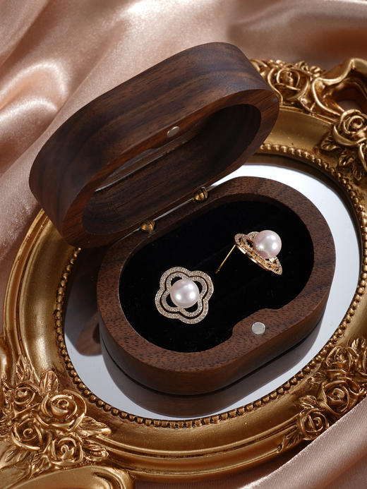 子佩集【四叶涟漪】银S925珍珠惜王妃耳钉【YE0109】7.5mm珠四瓣花四叶草2601 商品图5