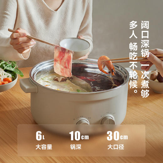 olayks立时不锈钢6升大容量电火锅家用鸳鸯双区双控多功能 商品图4