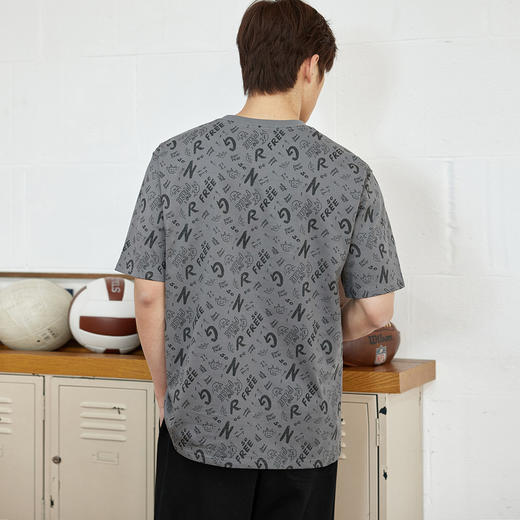 GXG男装【100%棉】夏季满印字母男款潮流圆领百搭短袖t恤K&C 商品图12
