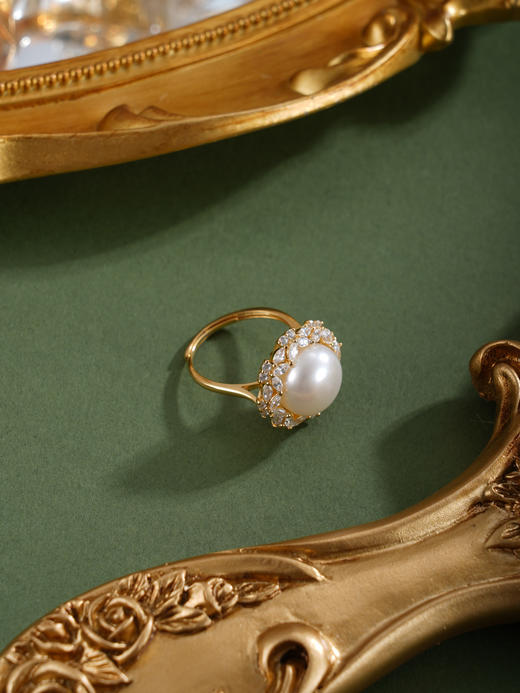 子佩集【蝴蝶花环】银S925珍珠惜王妃戒指【R1968】11.5mm珠双色花绕蝴蝶2601 商品图11