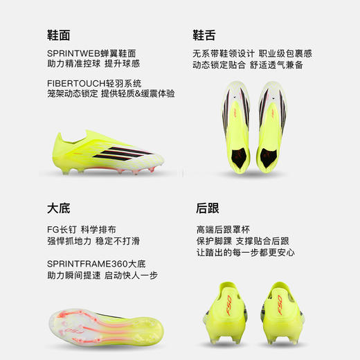 小李子ADIDAS阿迪达斯 F50 高端FG长钉成人训练足球鞋男JR6458 商品图1