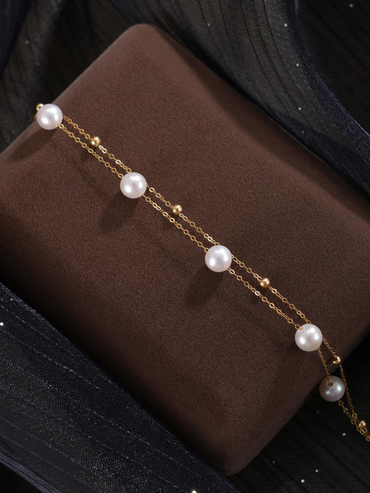 子佩集【星河光芒】G18K珍珠惜王妃手链【MLKJSL002】5.8mm珠多珠双层链2601 商品图6