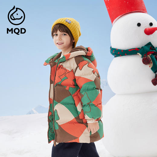 【秒1】【MQD】男童冬季满印趣味艺术花版连帽羽绒服 商品图1