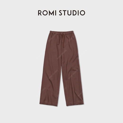 ROMI STUDIO100%棉高密手工挑边宽松抽绳糯感直筒裤 RWCAX87437 商品图0