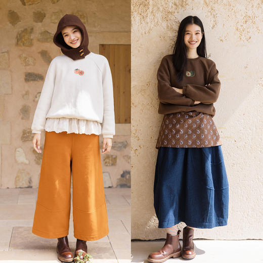 特绽放742朵/吉祥话卫衣·水果绣花加绒加厚棉混纺圆领长袖卫衣女 商品图2