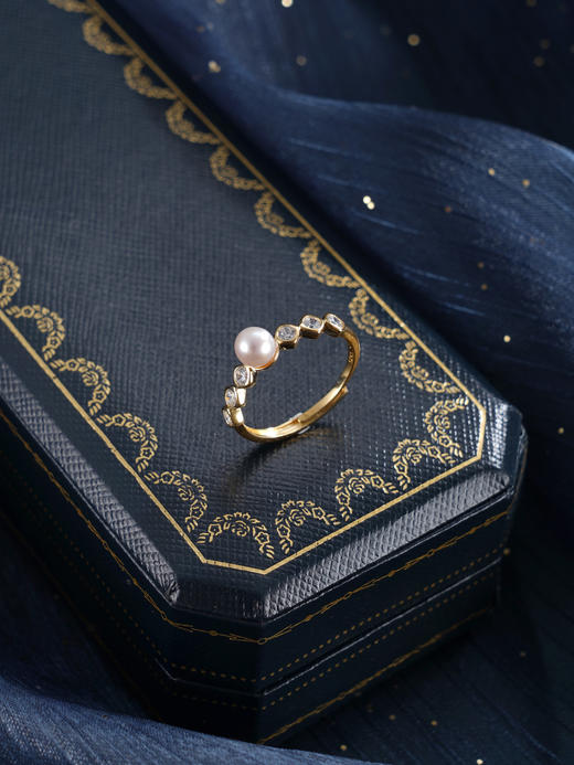 子佩集【涟漪漫语】银S925珍珠惜王妃戒指【R2324】5mm珠双色一字星点2601 商品图8