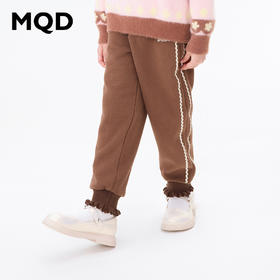 【秒3】【MQD】女童冬季波浪织带运动休闲针织长裤
