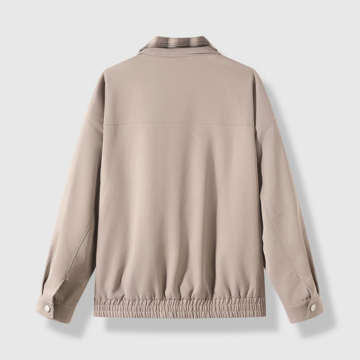 GXG男装25秋季时尚撞色格纹领口潮流宽松百搭休闲男式翻领夹克K&C 商品图9