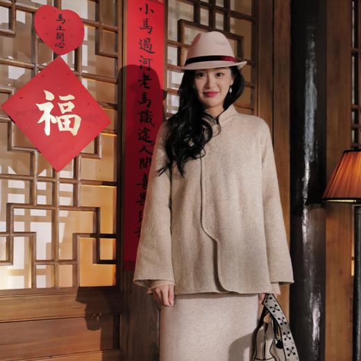 软云拱花 中式立领琵琶襟提花 驼绒棉袄 山林曦照 商品图2