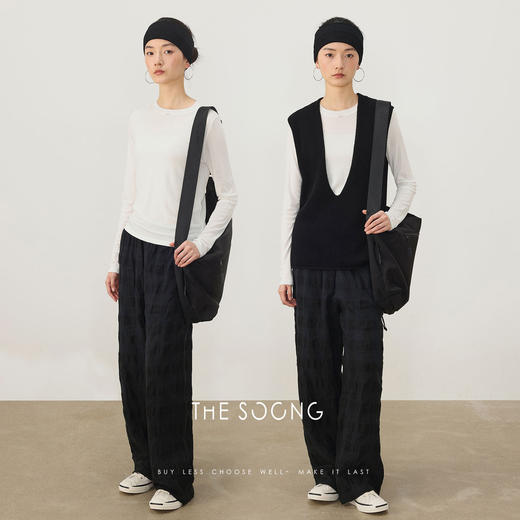 THESOONG|26s早春新款麻棉对条格纹立裁线条感时尚套装8533/8534 商品图4