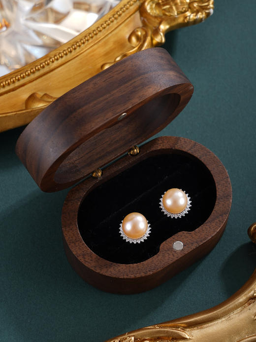 子佩集【韶光花期】银S925珍珠惜王妃耳钉【E4566】10mm珠双色太阳花偏橘2601 商品图11