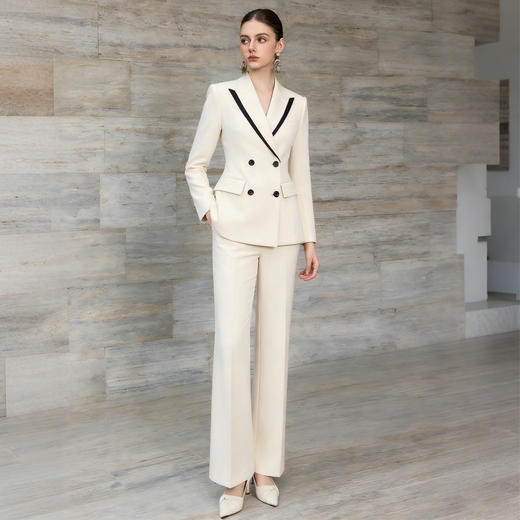 IWY/气质英伦风双排扣杏色西装套装女高级感时尚通勤职业装正装WCP380 商品图3