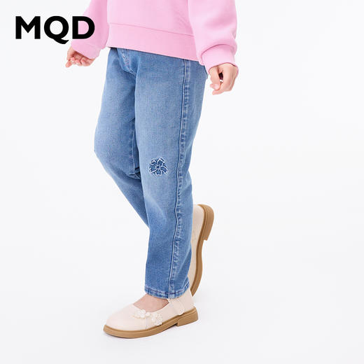 【秒3】【MQD】女童冬季潮酷花朵装饰休闲牛仔长裤 商品图2