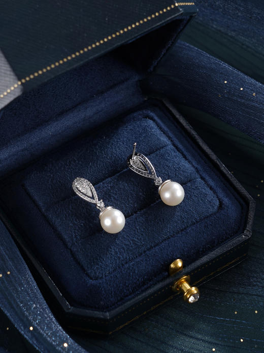 子佩集【高光时刻】银S925珍珠惜王妃耳钉【E3391】7.5mm珠双色水滴2601 商品图5